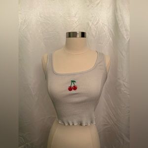 White Cherry Shein Tank Top